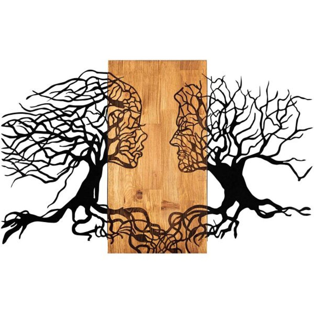 Décoration murale en métal et bois arbre modèle 1