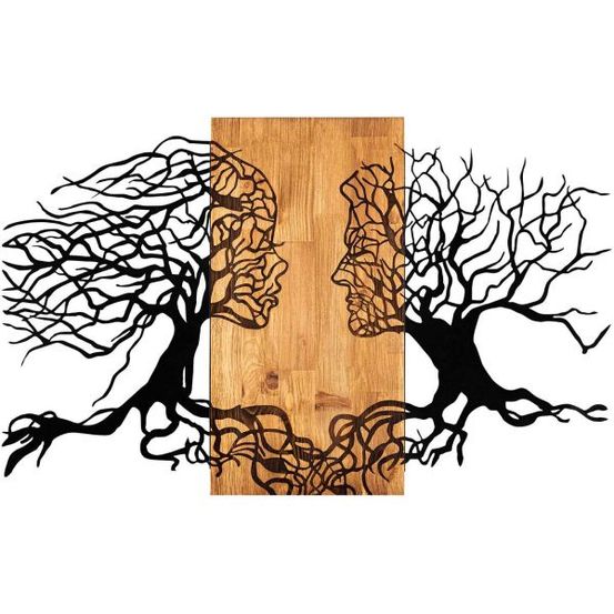 Décoration murale en métal et bois arbre modèle 1