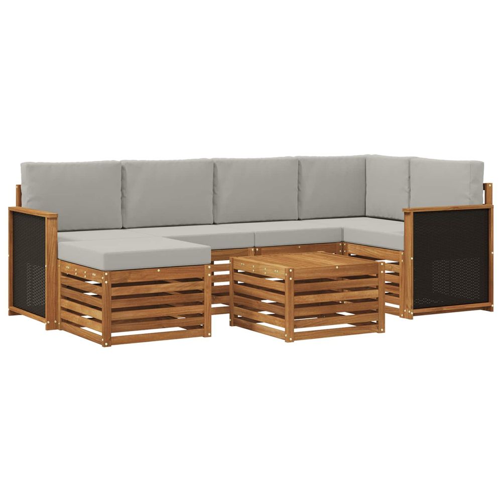 Ensemble de canapés d'extérieur 6 pc naturel et gris clair