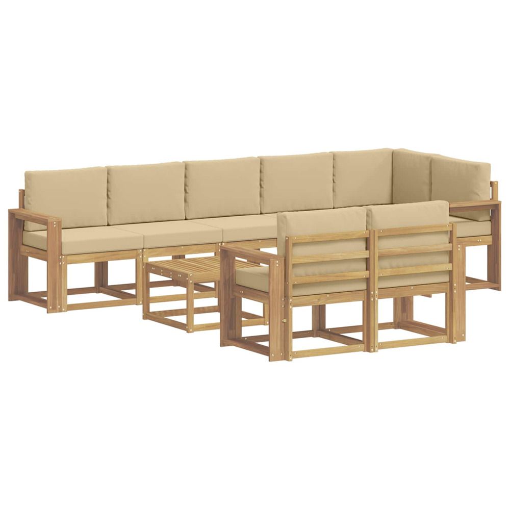 Ensemble de canapés d'extérieur 9 pc blanc et beige polyester