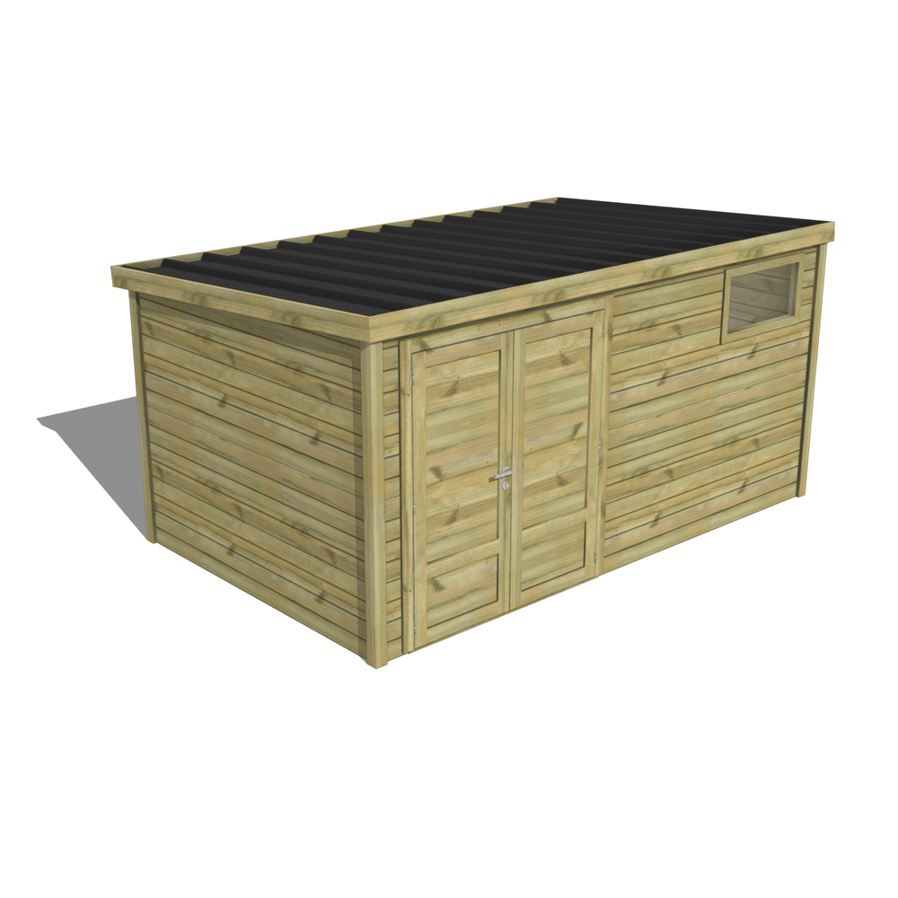 Abri de jardin bois pin traité autoclave 27mm - essentiel - 4,34x2,64m / 11m2 - bac acier - abri français