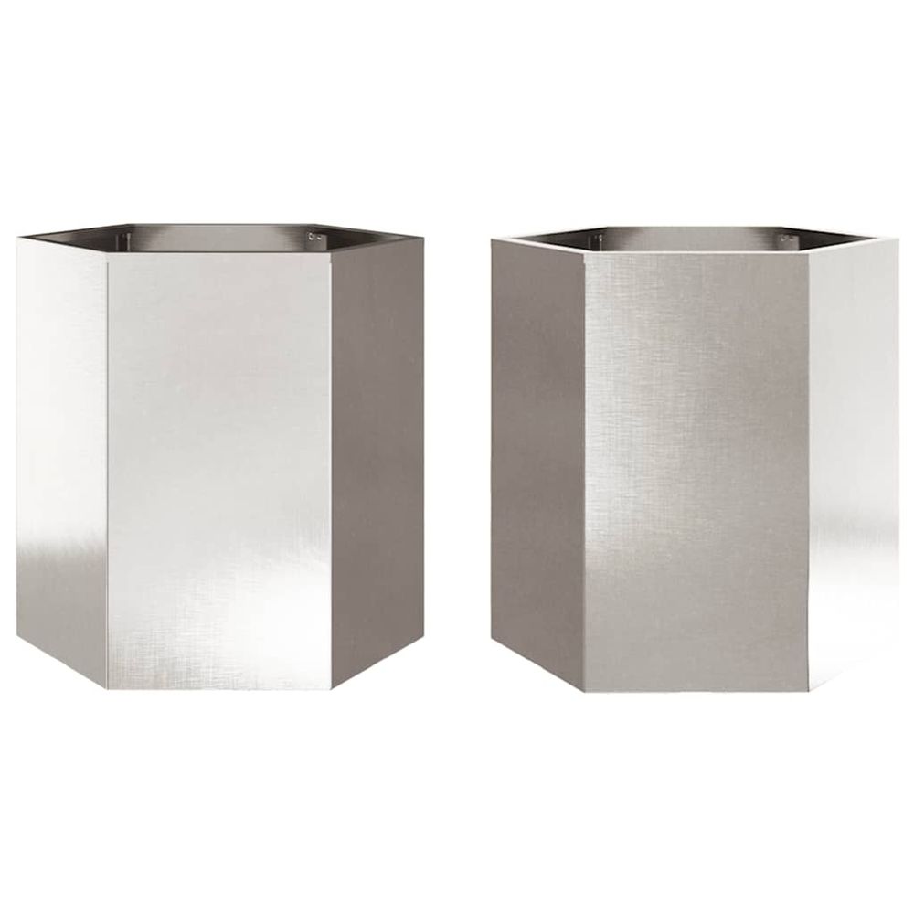 Jardinière d'extérieurs 2 pcs hexagone 46x40x45 cm acier inoxydable