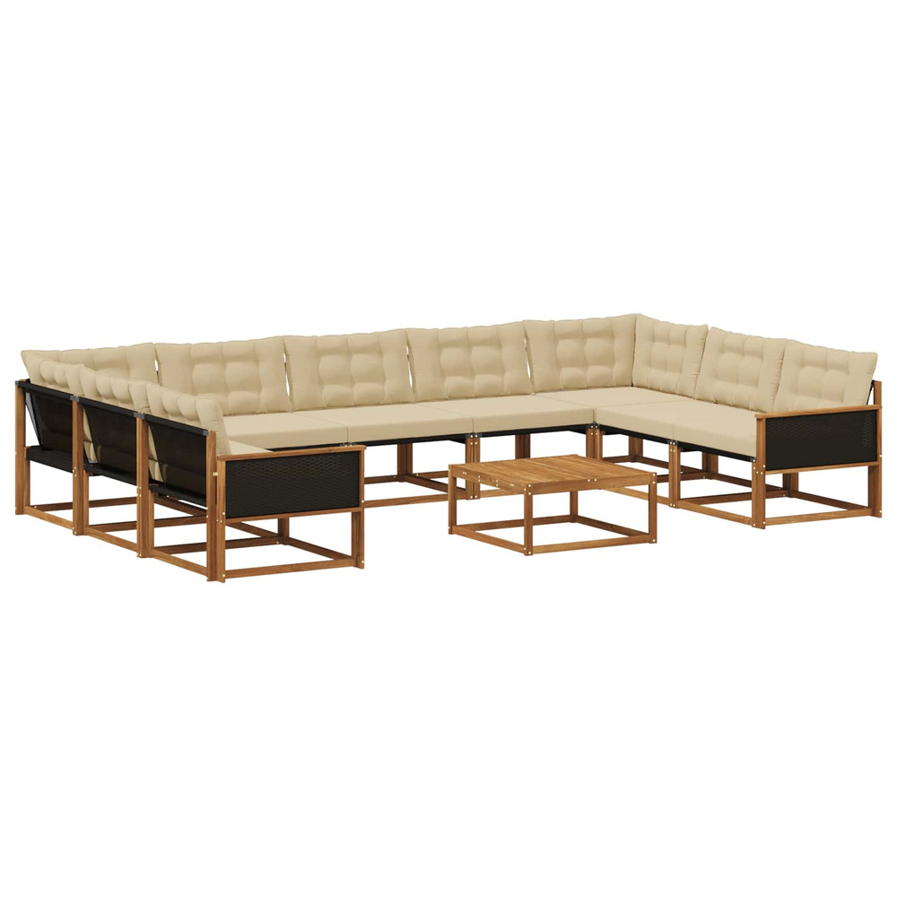 Ensemble de canapés d'extérieur 10 pcs naturel et beige