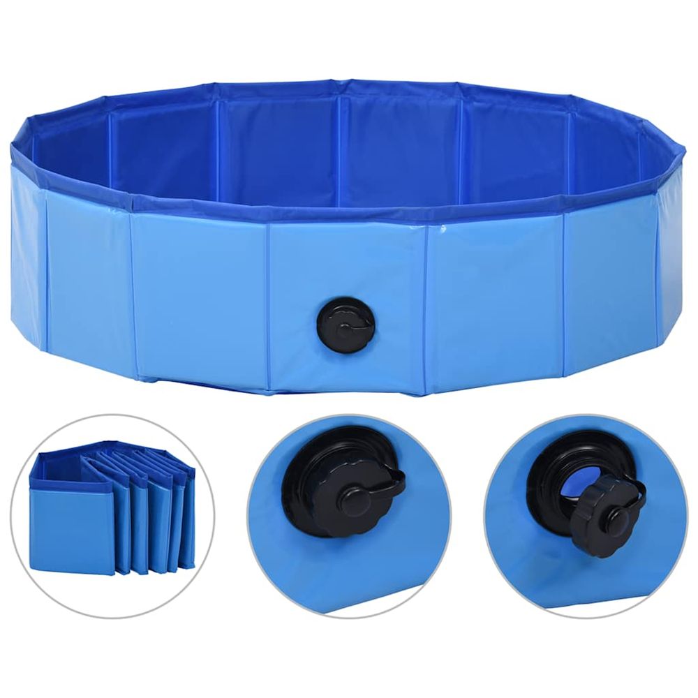 Piscine pliable pour chiens Bleu 80x20