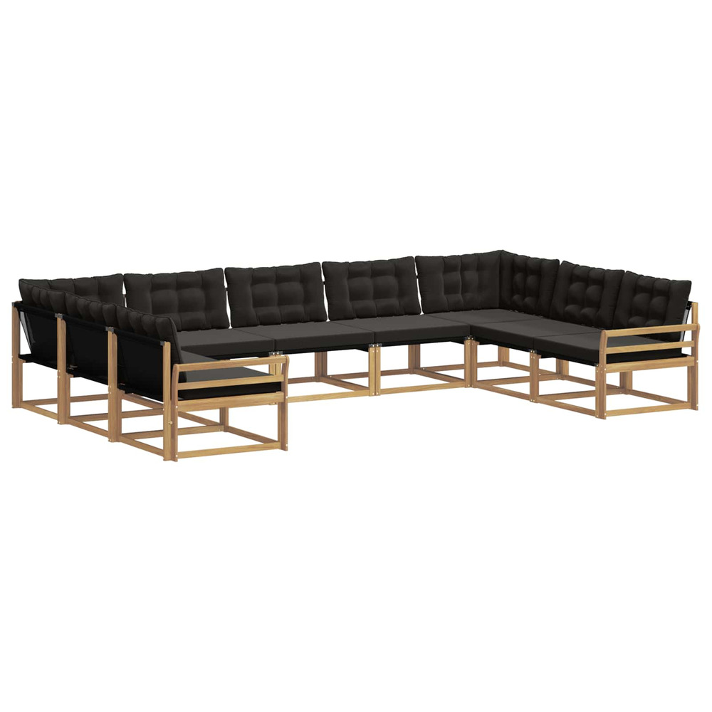 Ensemble de canapés d'extérieur 9 pcs blanc et noir