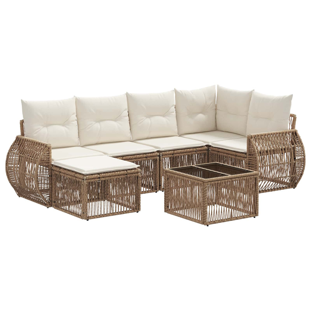 Ensemble de canapé de jardin 7 pcs beige et blanc crème