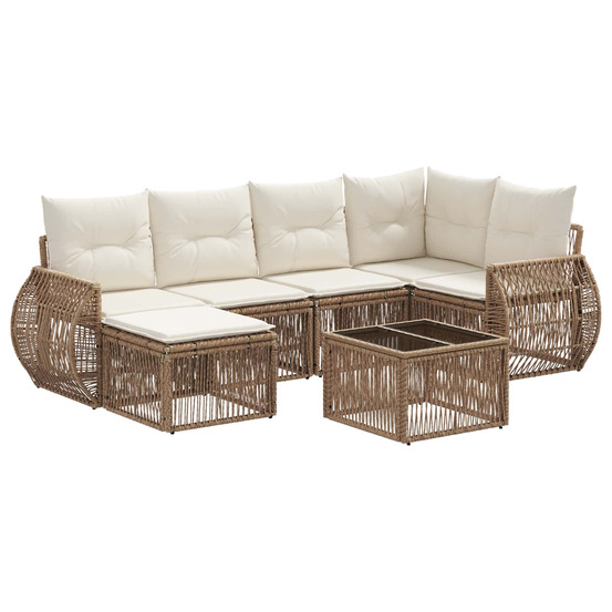 Ensemble de canapé de jardin 7 pcs beige et blanc crème