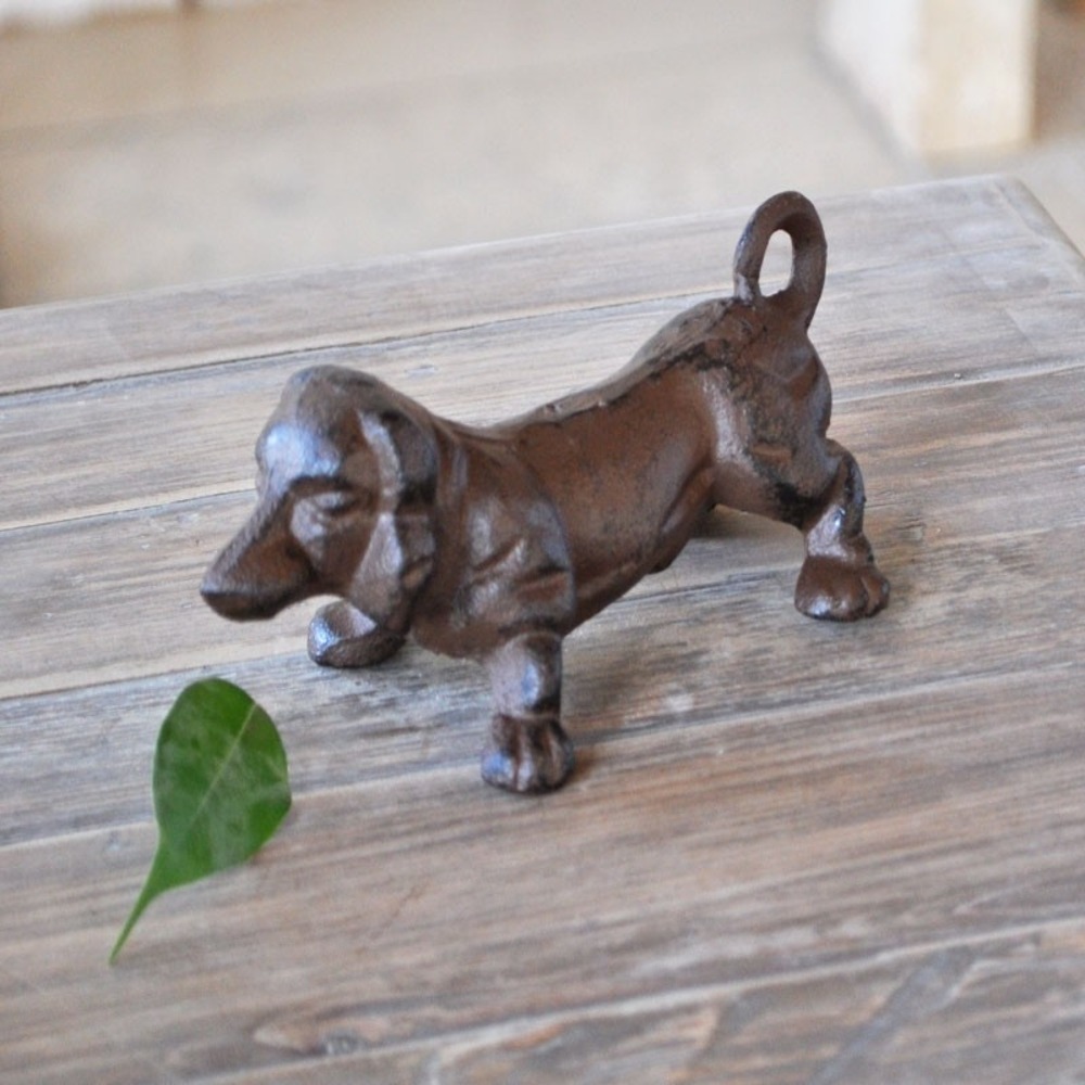 Statuette en fonte marron chien basset vintage 16x7x8cm
