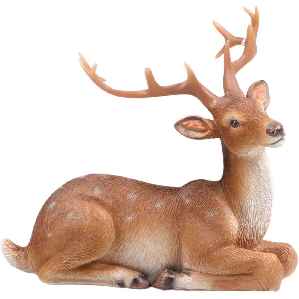 Cerf couché en résine