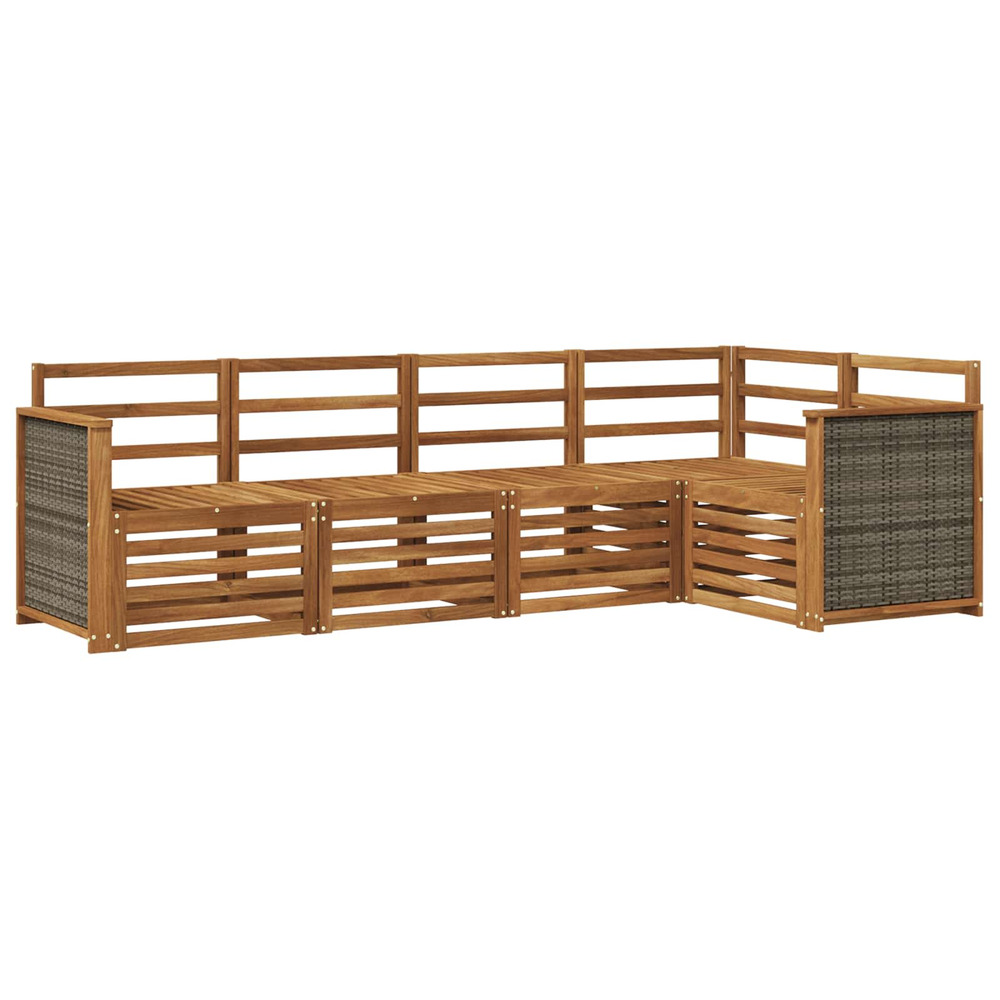 Ensemble de canapé d'angle 4 pcs naturel bois d'acacia massif