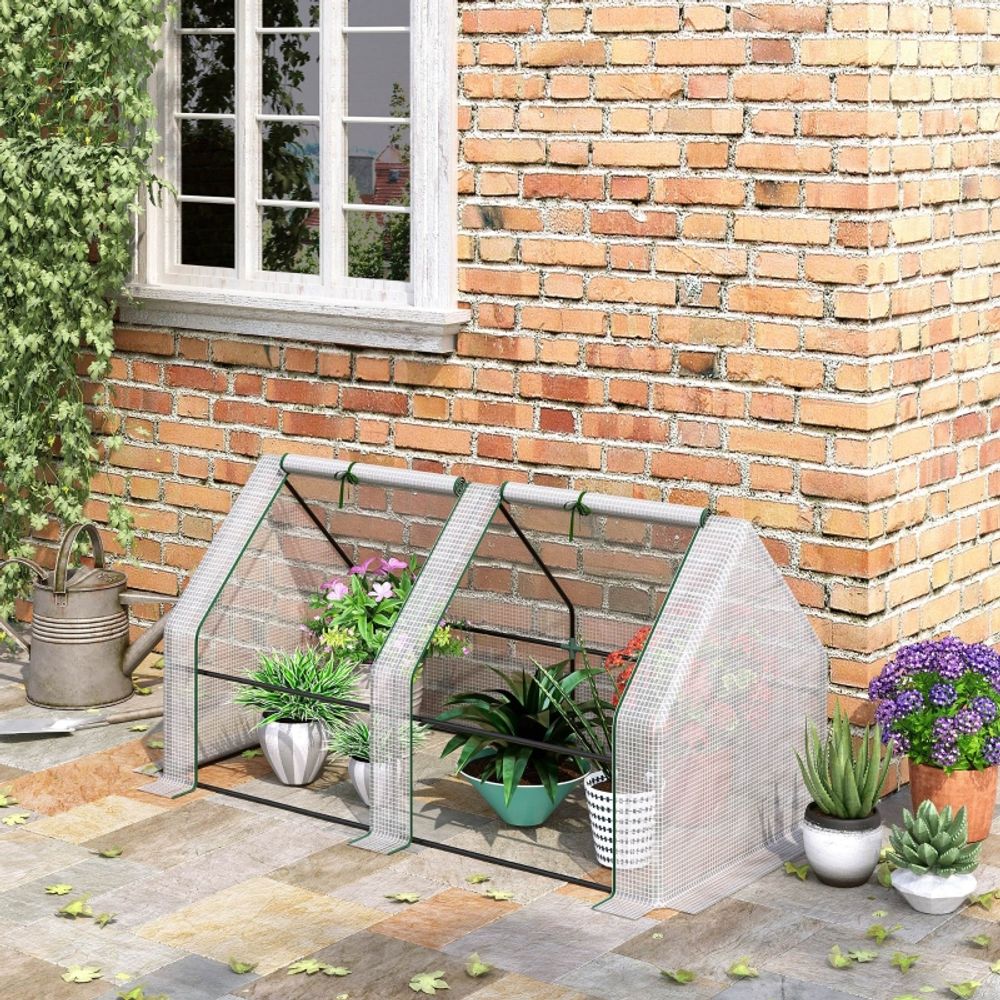 Mini serre de jardin pe renforcé 180 x 90 x 90 cm blanche pour cultures protégées - comfortxl outdoor living