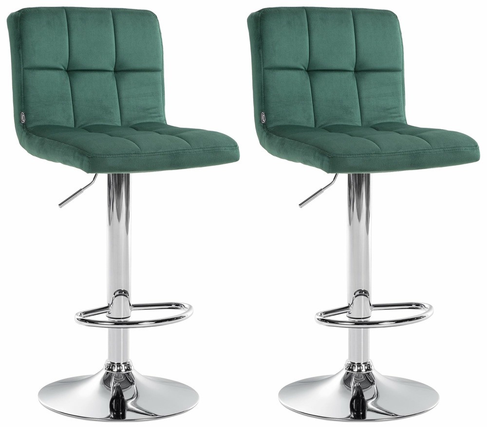 Lot de 2 tabourets de bar peru velours chrome