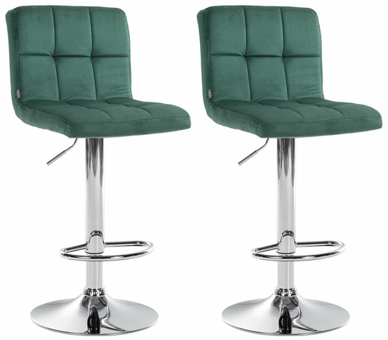 Lot de 2 tabourets de bar peru velours chrome