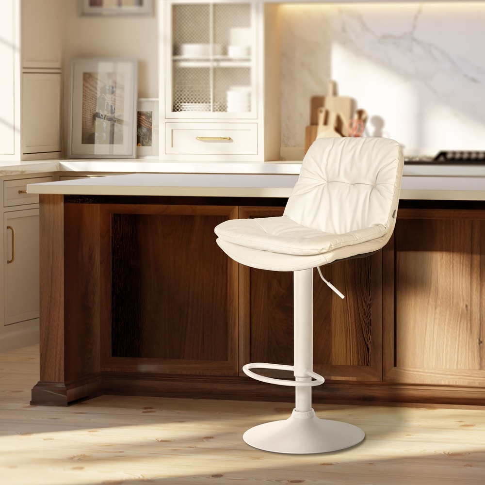 Tabouret de bar laurel simili cuir blanc