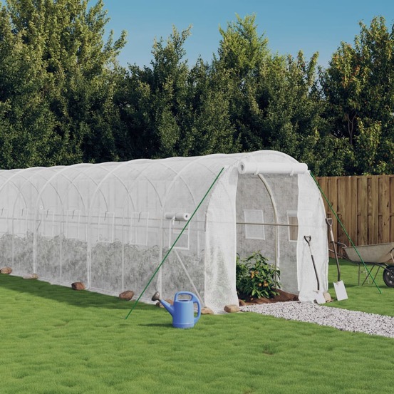 Serre avec cadre en acier blanc 44 m² 22x2x2 m