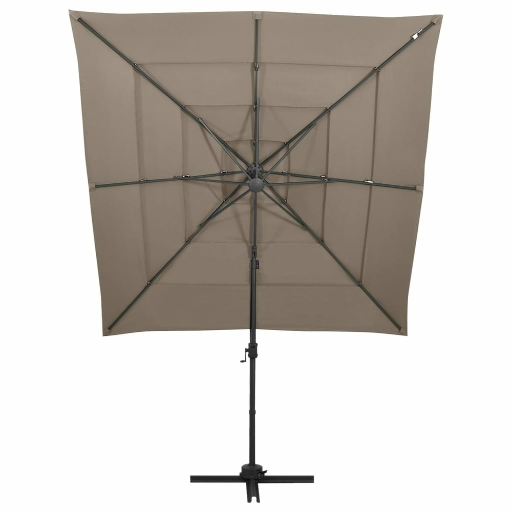 Parasol de jardin à 4 niveaux avec mât en aluminium taupe