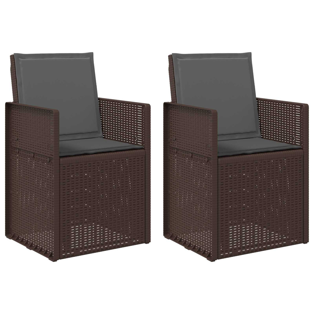 Chaises de jardin salle à manger 2 pcs marron et anthracite pp
