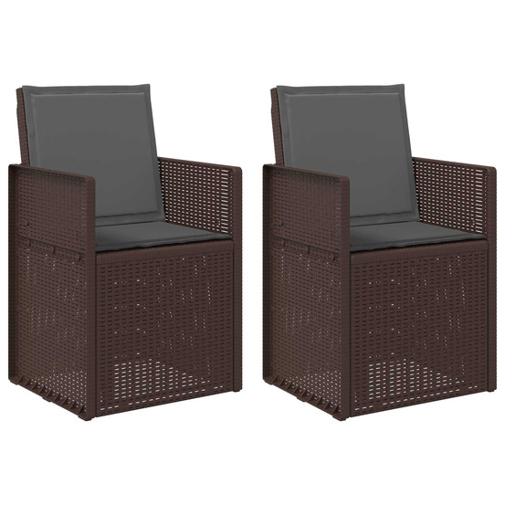 Chaises de jardin salle à manger 2 pcs marron et anthracite pp