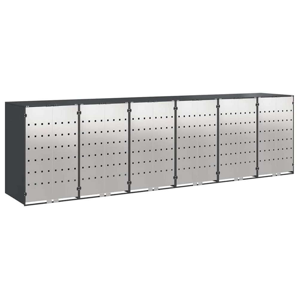 Rangement de poubelle à roulettes pour 3 poubelles anthracite