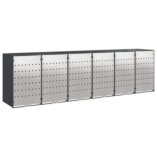 Rangement de poubelle à roulettes pour 3 poubelles anthracite