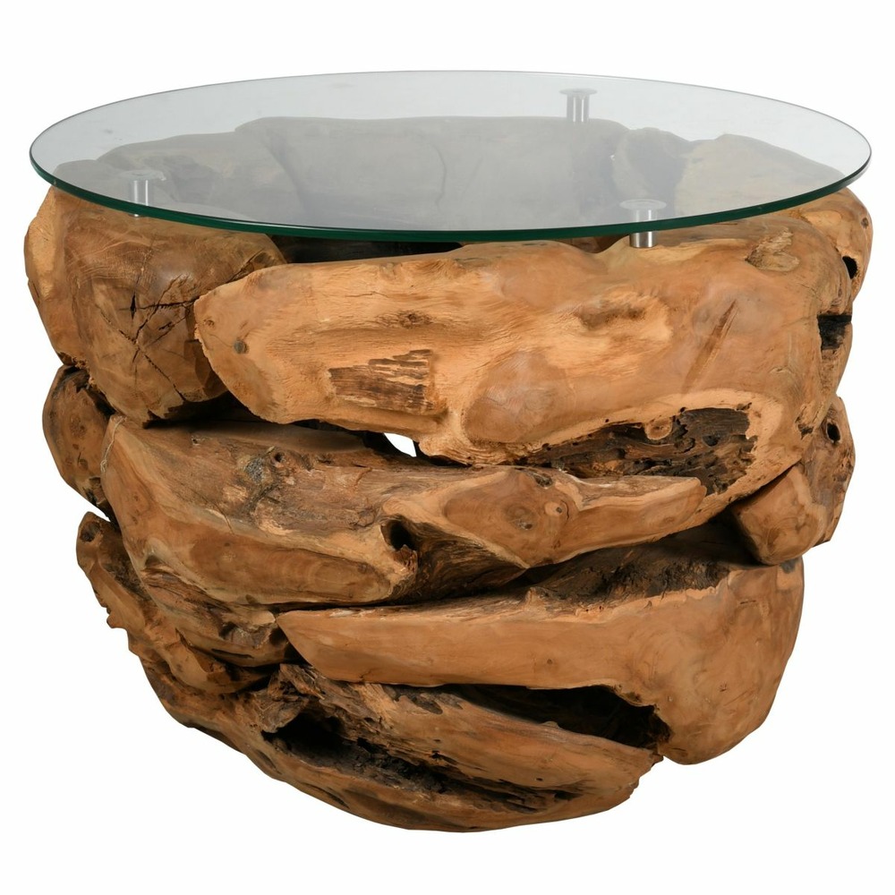 Table basse en teck et en verre cavi