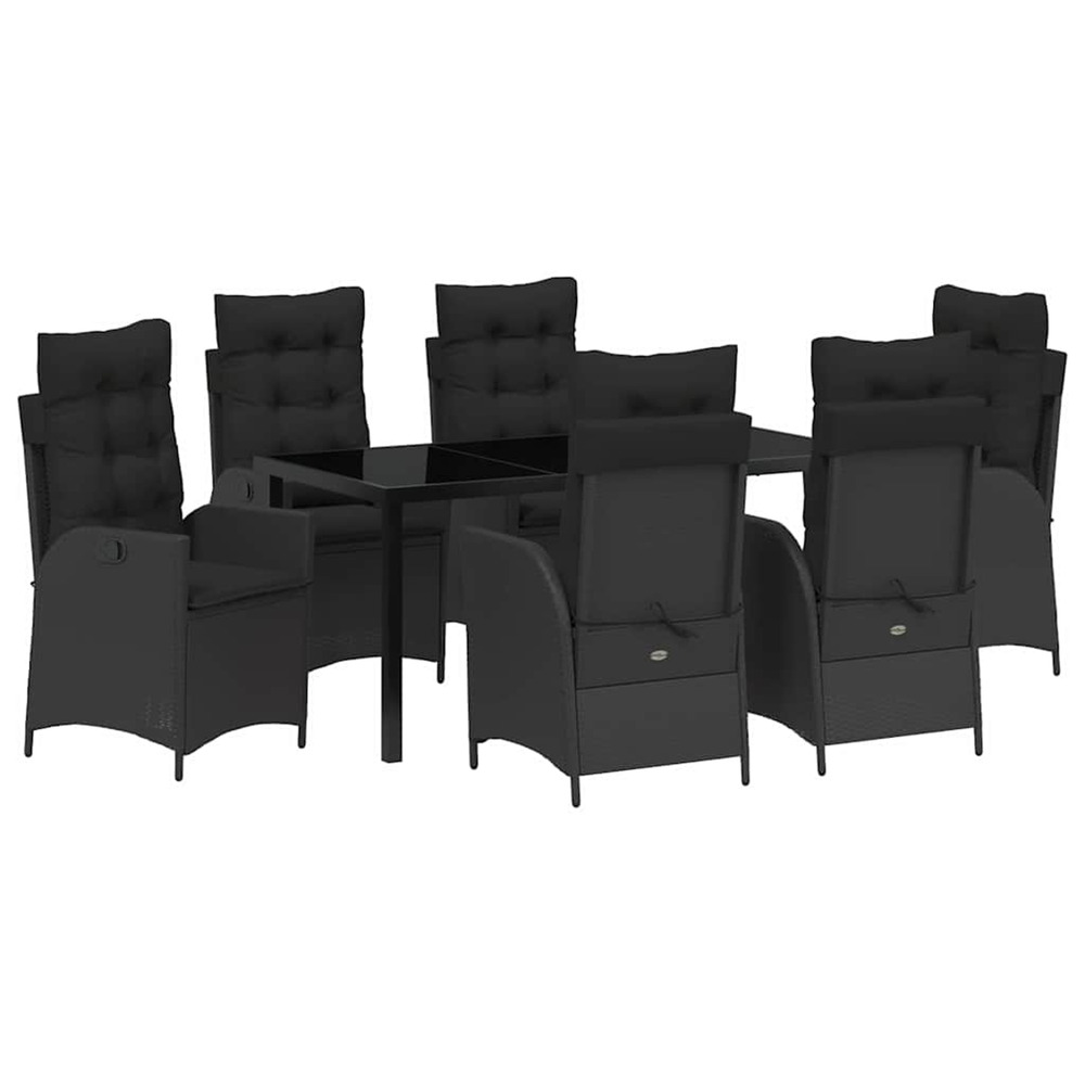 Ensemble de salle à manger pour jardin 7 pcs noir polyrotin