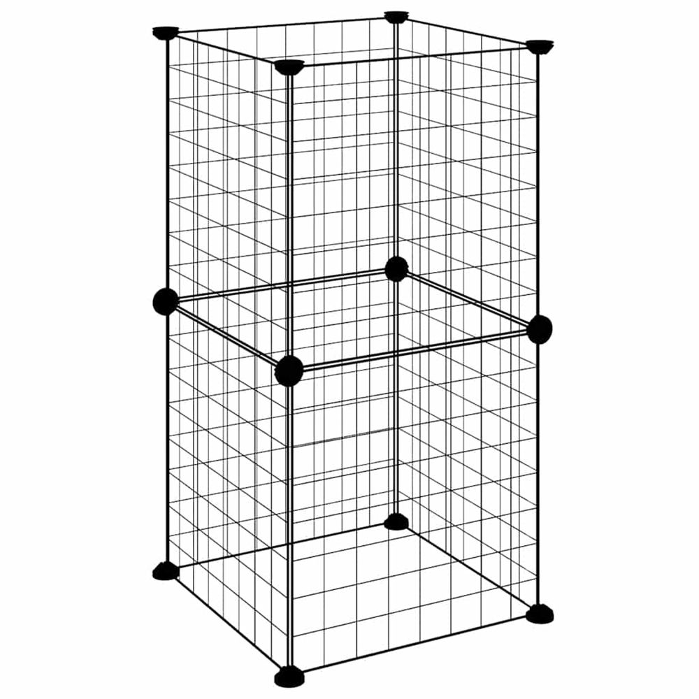 Cage animaux de compagnie à 8 panneaux noir 35x35x70 cm acier