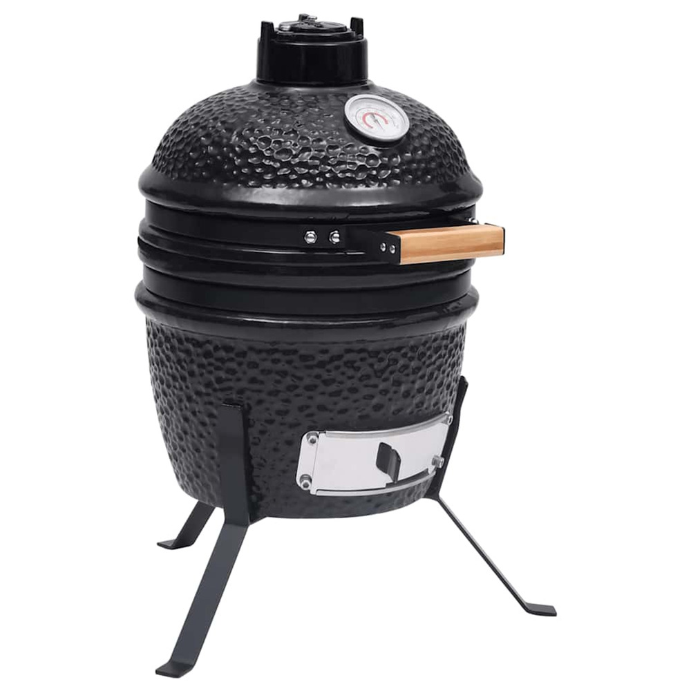 Barbecue à fumoir kamado 2-en-1 céramique 56 cm noir