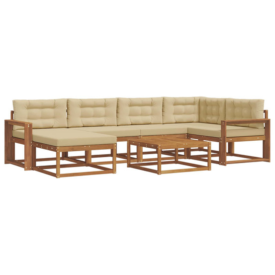 Ensemble de canapés d'extérieur 7 pcs naturel et beige