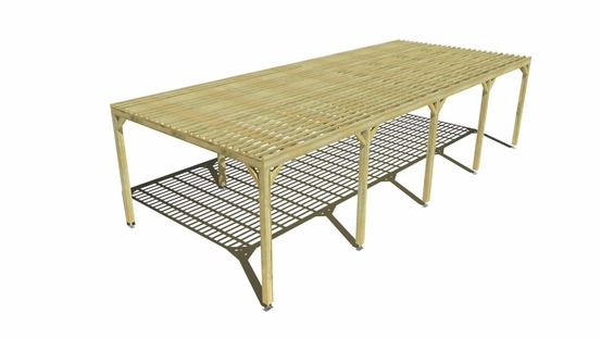 Pergola bois • 10m x 4m • indépendante • sens profondeur • lattage bois • livraison comprise