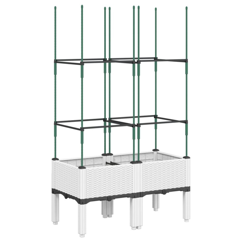 Jardinière d'extérieur avec treillis blanc 80x40x142,5 cm pp