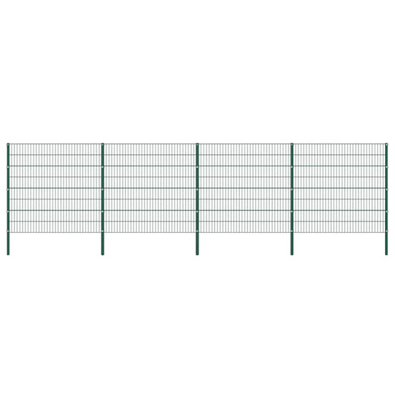 Panneau de clôture avec poteaux en fer 694,5 x 160 cm vert