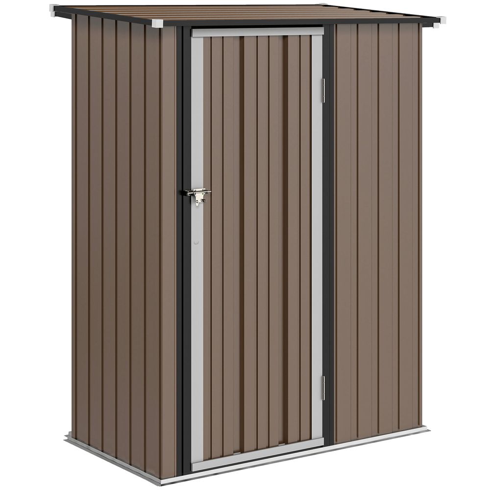 Abri de jardin acier brun 142 x 86 x 189 cm porte verrouillable toit incliné - comfortxl outdoor living