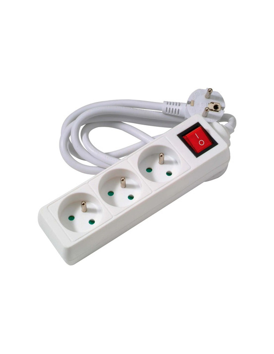Multiprise filaire avec interrupteur 3 prises 1.50 m blanche - profile