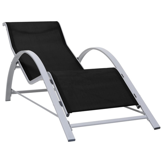 Chaise longue textilène et aluminium noir bain de soleil