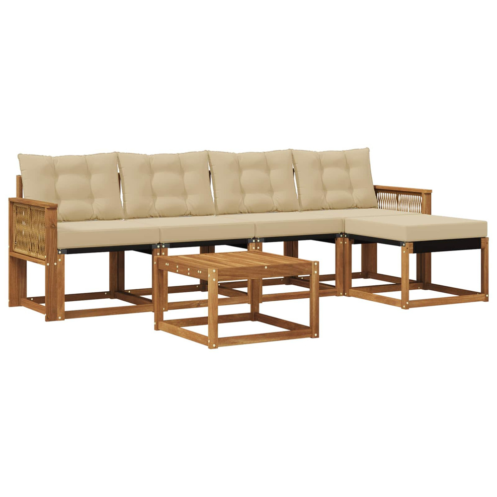 Ensemble de canapés d'extérieur 6 pcs naturel et beige