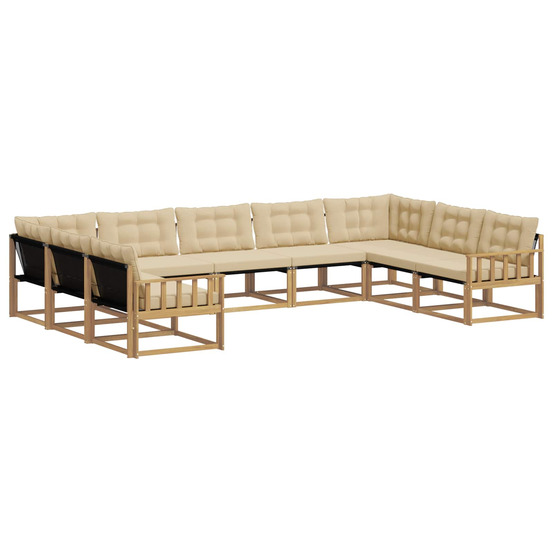 Ensemble de canapés d'extérieur 9 pcs blanc et beige
