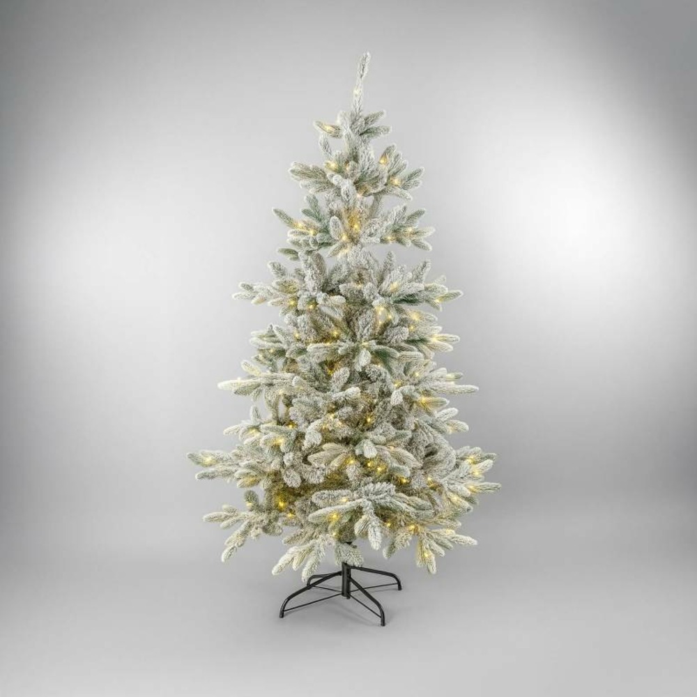 Sapin de noël artificiel lumineux enneigé blanc 250 led 460 branches 1m80 intérieur