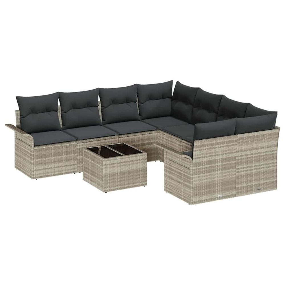 Ensemble de canapé de jardin 9 pc gris clair et gris foncé