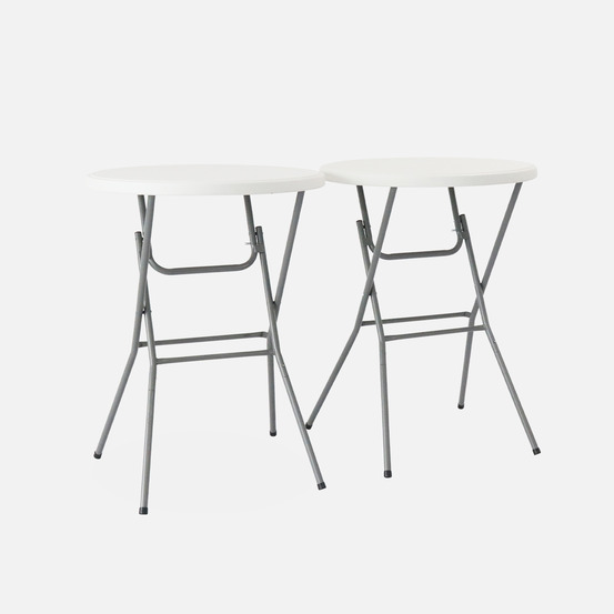 Lot de 2 tables hautes de réception – gala – mange debout, pliables, ø80cm x 110cm