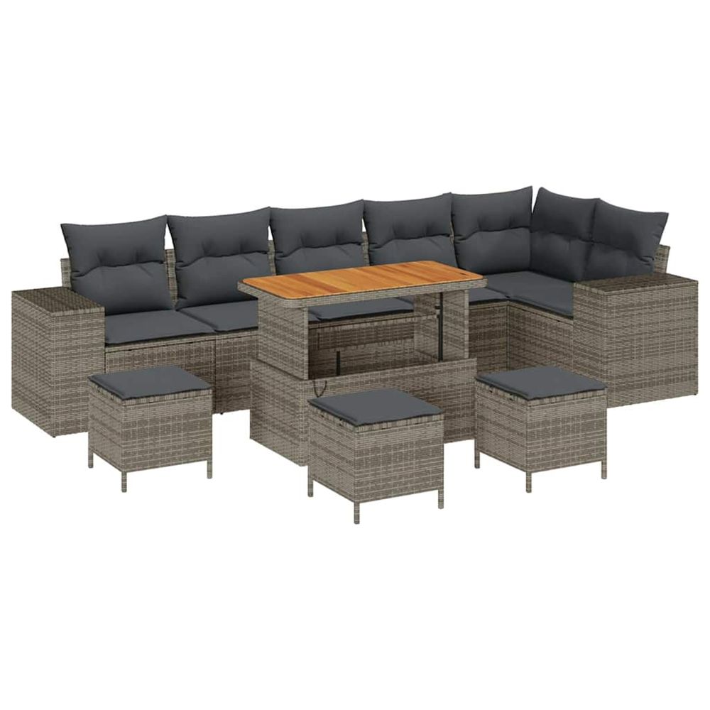 Ensemble de canapé de jardin 10 pc 6-nombre de places gris