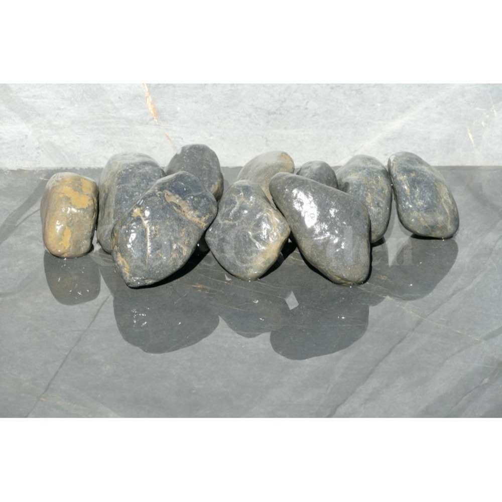 Gros galet noir mat 100-200 - pack 10 galet