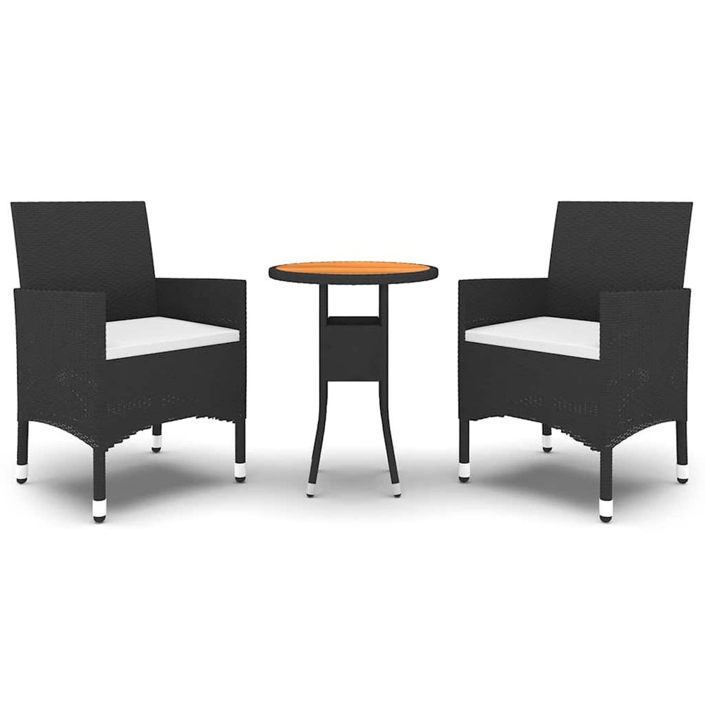 Ensemble à manger de jardin 3 pcs résine tressée noir