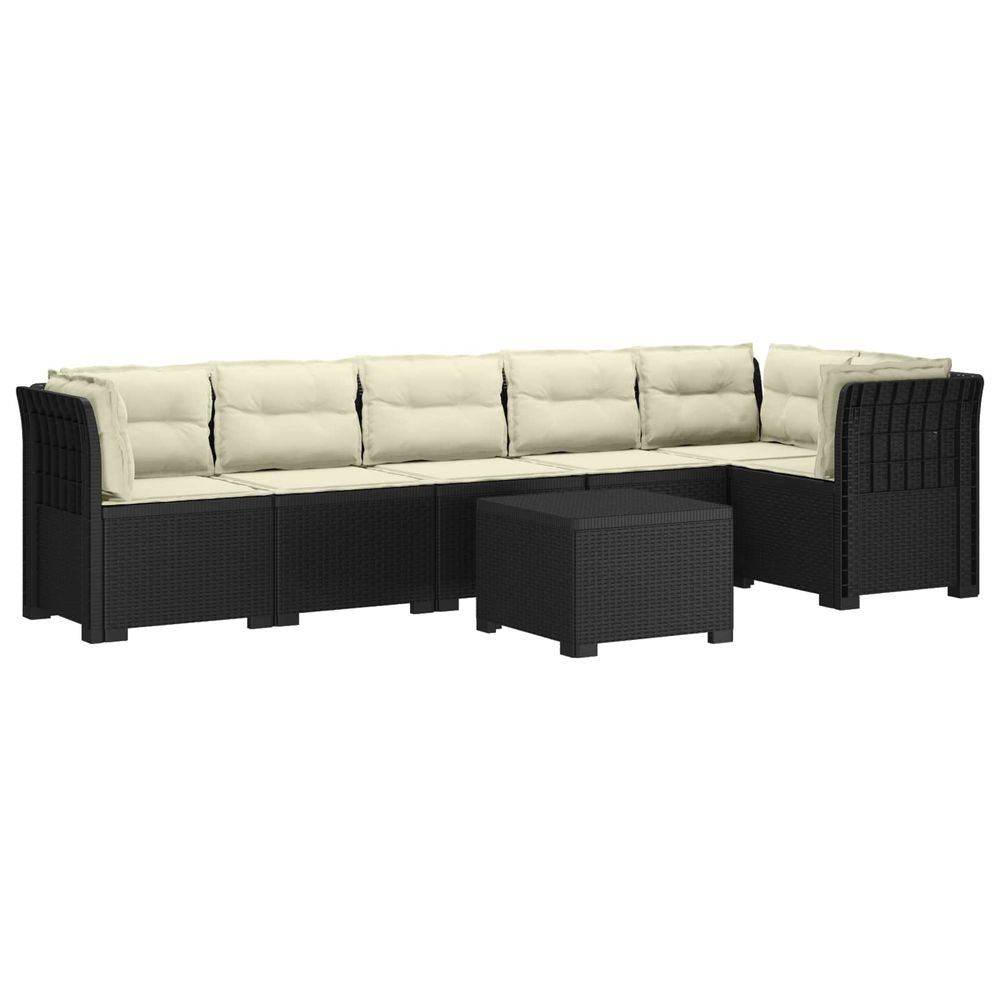 Canapé de jardin 6 places avec coussins aspect rattan pp