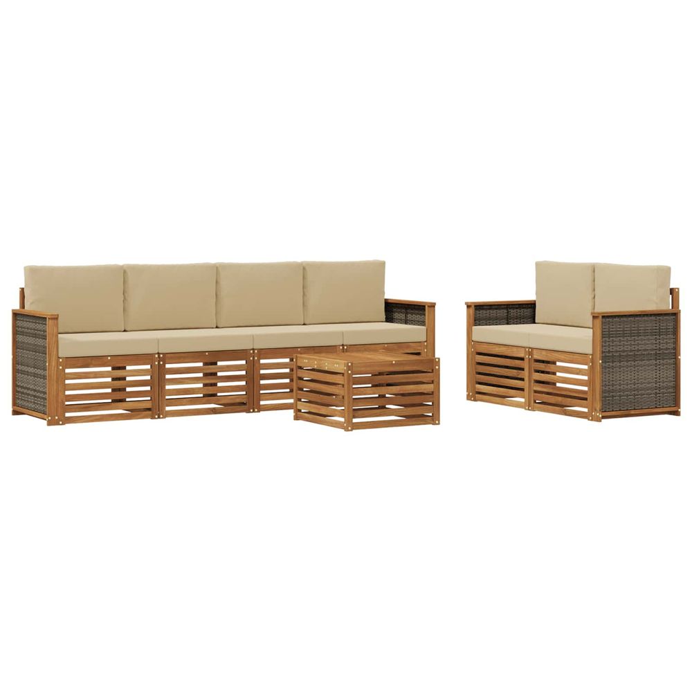 Ensemble de canapés d'extérieur 7 pc naturel et beige