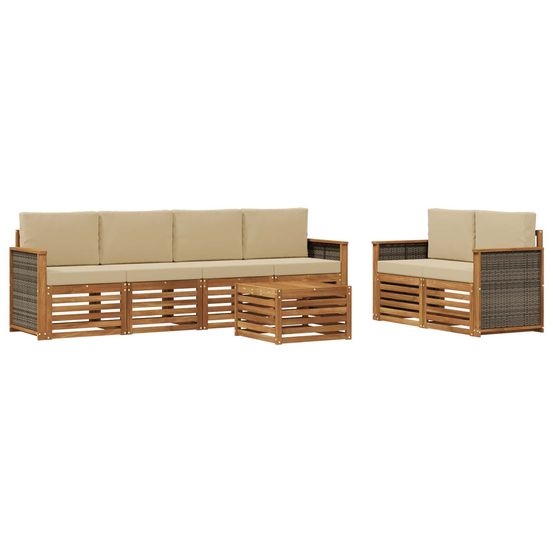 Ensemble de canapés d'extérieur 7 pc naturel et beige
