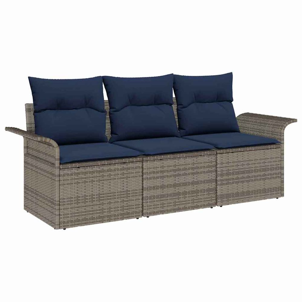 Ensemble de canapé de jardin 3 pc gris poly rotin