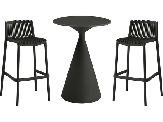 Table et chaises hautes de bistrot empilables