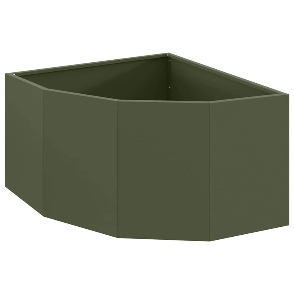 Jardinière d'extérieur d'angle vert olive 60 x 60 x 35 cm acier