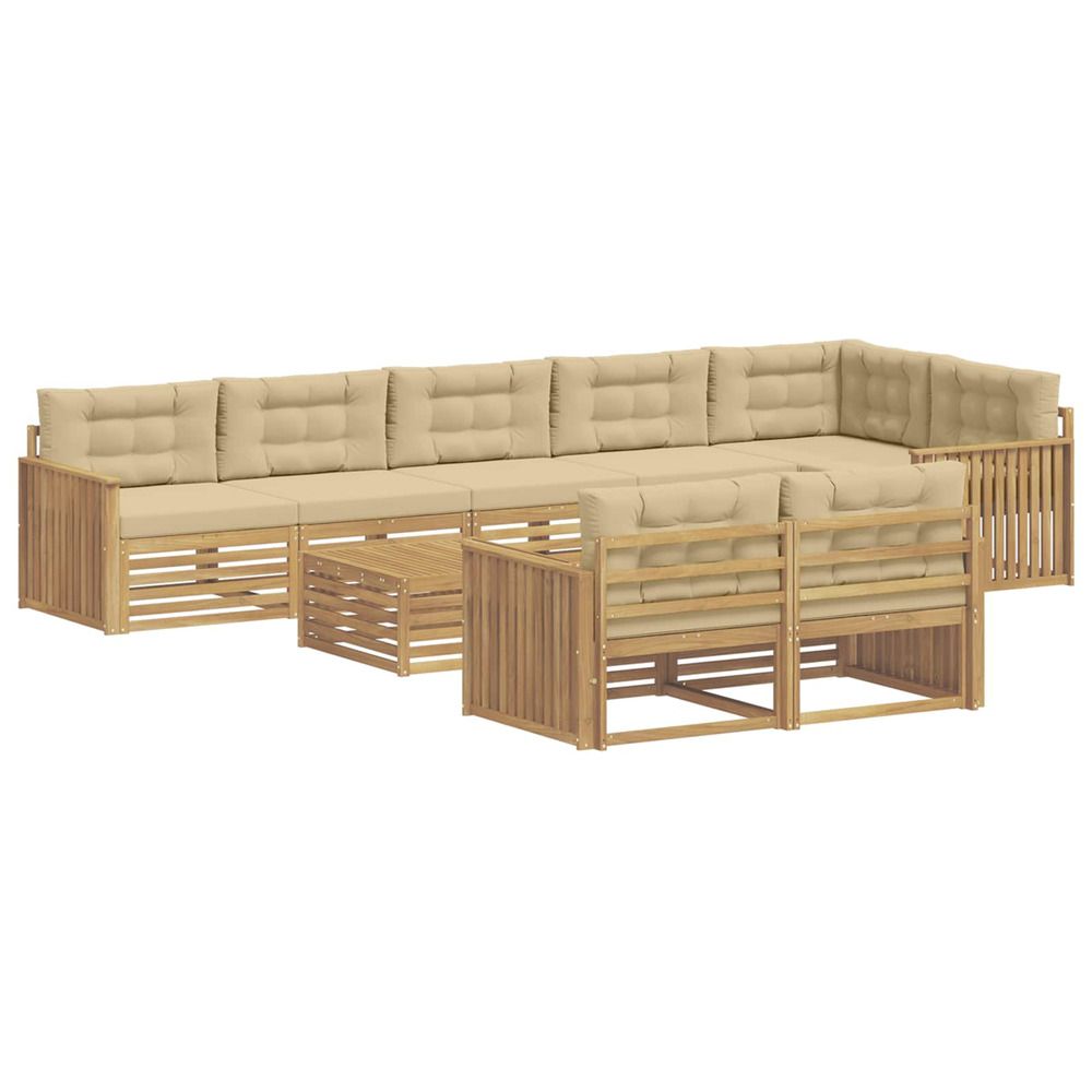 Ensemble de canapés d'extérieur 9 pc blanc et beige polyester